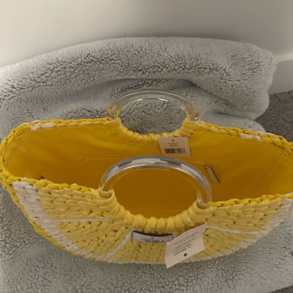 Kate Spade Yellow and White Woven Tote - Picture 3 of 4